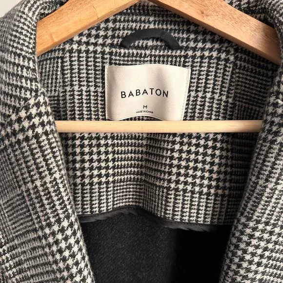 RARE Aritzia Babaton Stedman Coat Grey Plaid Medium - Picture 2 of 4